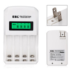 EBL 4Slots LCD Smart Charger for AA AAA NIMH NICD Rechargeable Battery US Plug