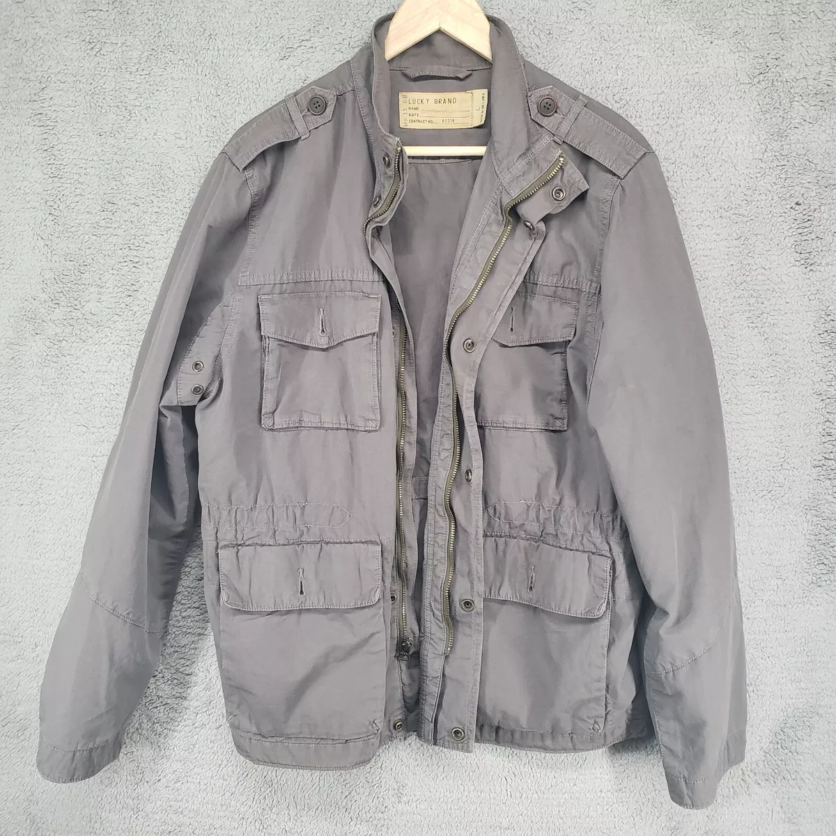 Lucky Brand Utility Field Jacket Grey Military Size L