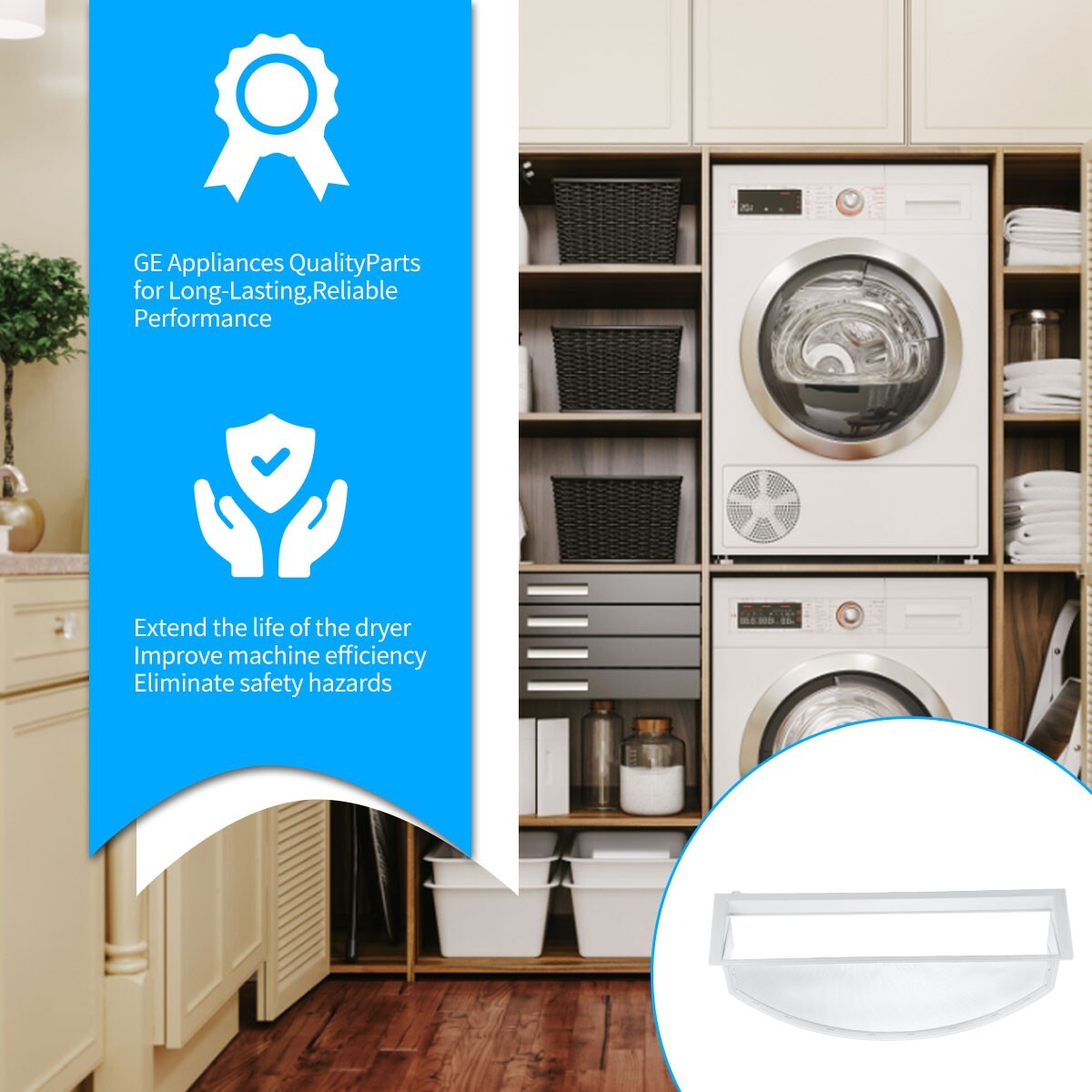 Trap Duct Assembly GE Dryer Lint Filter Replacement WE18X25100