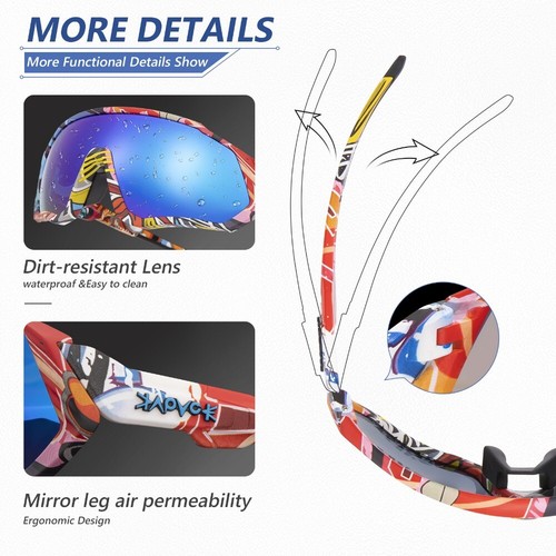 Kapvoe Polarized Cycling Sunglasses Sports Bike Glasses UV400 Hiking Goggles - Picture 4 of 34