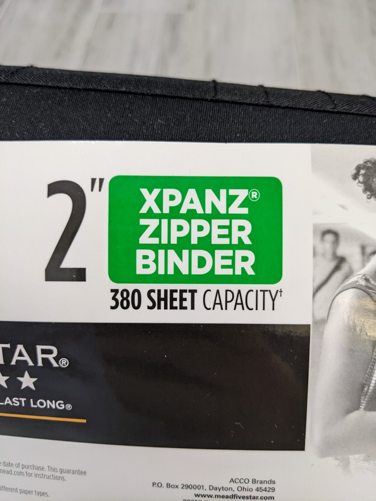 Five Star Xpanz 2" Zipper Binder Inside Pocket and Pencil Pouch Black with Gray