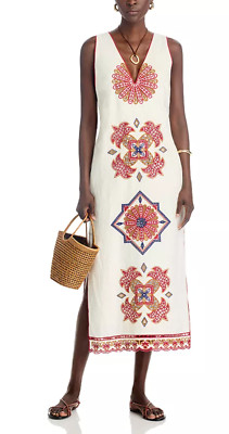 Robe midi sans manches FARM Rio en ligne Marys carreaux blanc cassé Richilieu