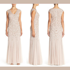 NWT 395 Aidan Mattox Embellished Mesh Gown LMK  SZ 6  G742