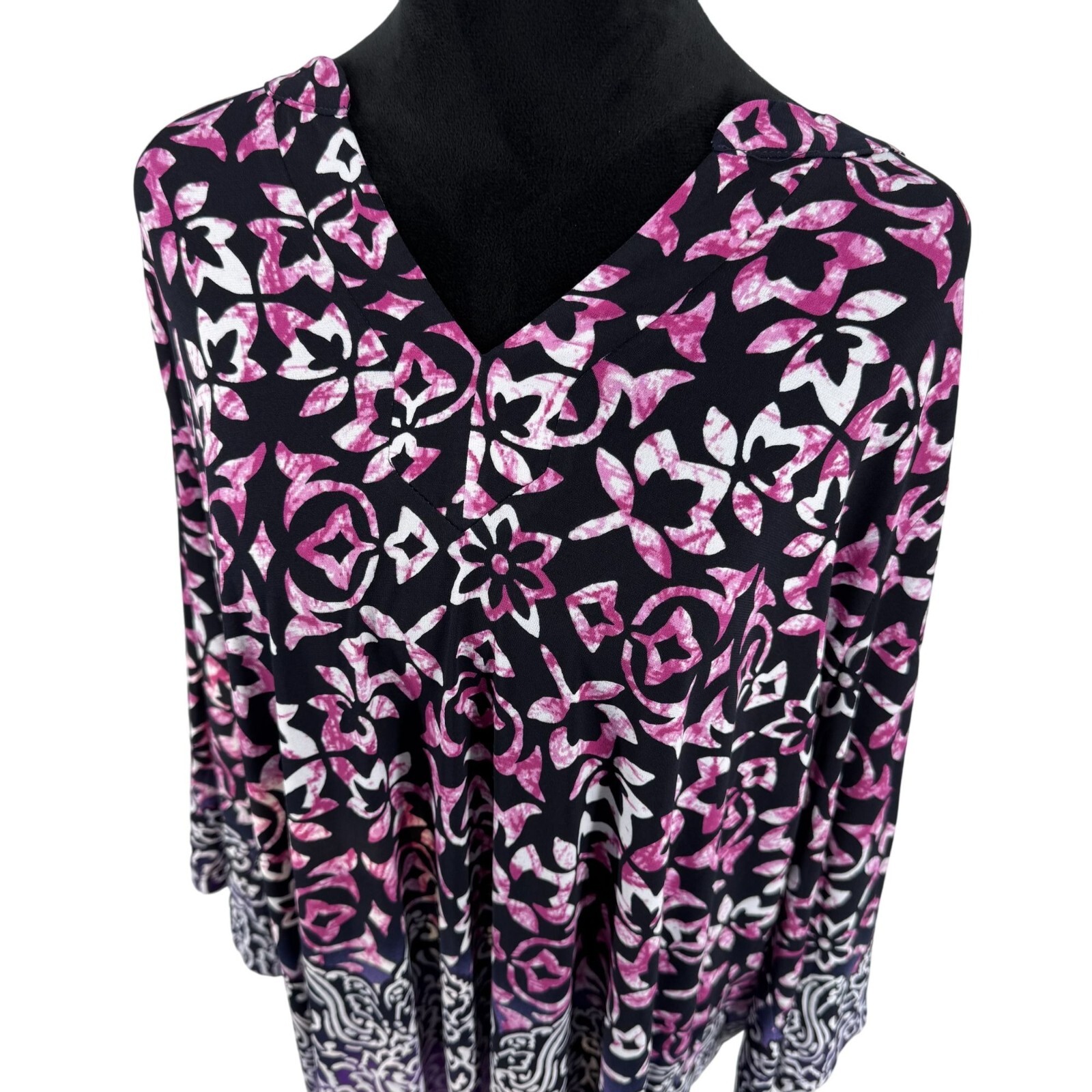 Susan Graver Tunic Top Womens Size 2x Liquid Knit Stretchy V Neck Asymmetrical