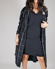 Chanel Vintage Navy Wool Blend V Neck Cap Sleeve Mini Shift Dress Gown Size 38