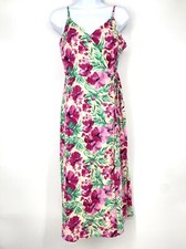 NWT J Crew 2 Cotton Wrap Dress Floral Pink Midi Sleeveless