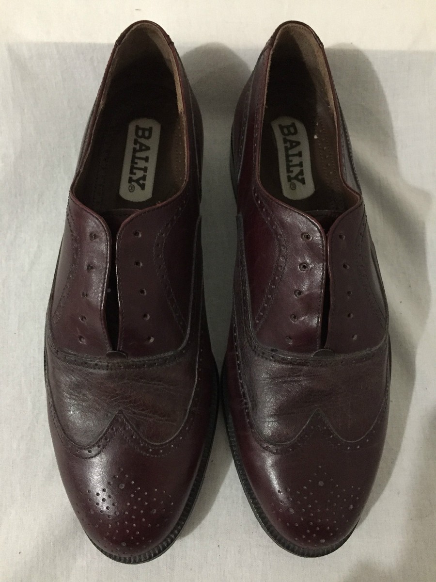 BALLY Lace-Up Wingtips Full Brogues Oxfords Shoes Burgundy  display picture 2