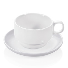 25x Tasse Obertasse + Untertasse 180 ml, wei&szlig;, Porzellan, Kaffeetasse