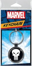 Llavero de metal redondo color con logotipo de calavera Punisher de Marvel Comics NUEVO SIN USAR