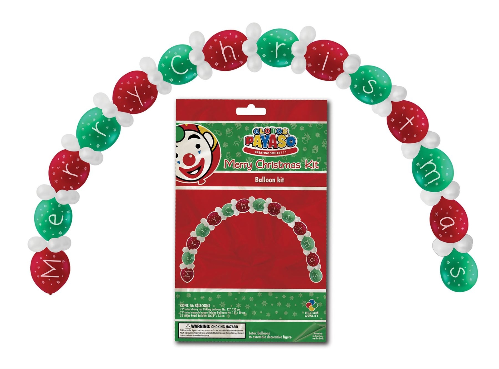 Merry Christmas Balloon Arch Kit 66 Latex Balloons Helium Quality