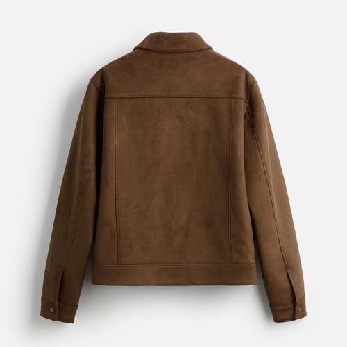 ZARA MAN Tan Faux Leather Suede Jacket Brown Size L Large NWT - Picture 5 of 6