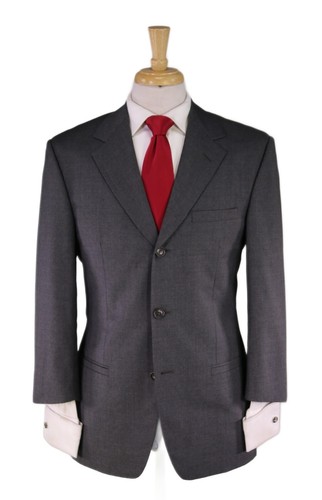 Gianni Versace Classic V2 Vintage 90's Solid Gray 3-Btn Wool Suit 36S 38S