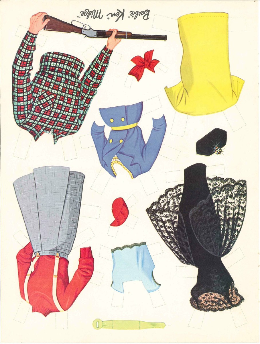 VINTAGE 1963 BARBIE KEN MIDGE PAPER DOLL HD LASER REPRO LO PRICE