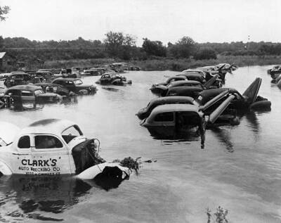 Flooding due to persistent rain Savannah Cars water continuous rai- Old Photo