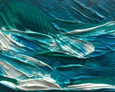 Original Acrylic Painting Canvas SHADES OF TURQUOISE OCEAN 8x10 in Julia Garcia 