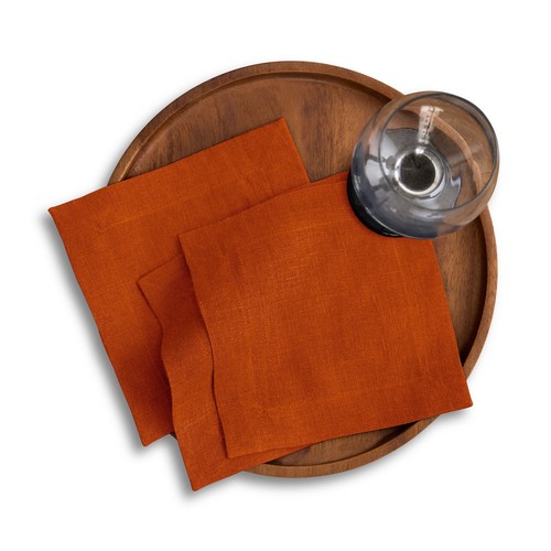 Solino Home 100% Pure Linen Cocktail Napkins 6 x 6" for Summer Dining - Sonoma - Picture 17 of 18