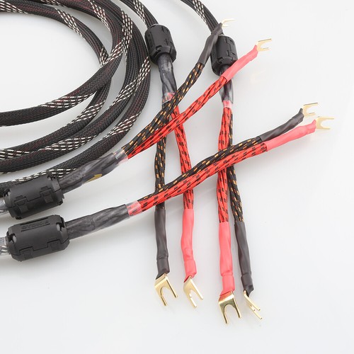 Pair 12AWG OFC Pure Copper Gold Plate Banana Spade Plug Audio HiFi Speaker Cable - Picture 6 of 12