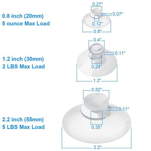 30 Pieces 3 Sizes Clear Suction Cups For Glass Without Hooks Plastic Sucker For - Picture 2 of 9