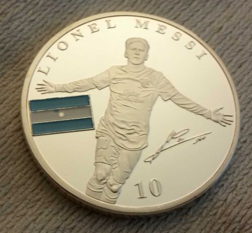 Lionel Messi Barcelona Silver Coin Argentina Signed Nou Camp Catalonia Spanish - Photo 1/11