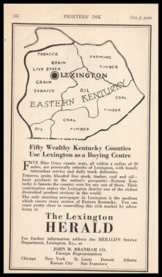 1920 Lexington Herald Newspaper Eastern Kentucky Industry Map Vintage Print Ad