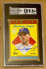 2023 Topps All Star Ivan Rodriguez 1988 Auto 88asa-ir Gold 25 Sgc 9.5 Card
