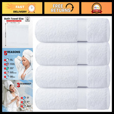 Luxury 100 Cotton Bath Towels Set - 4 Pack, Super Soft Absorbent, 27x54