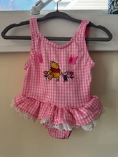 Disney Winnie the Pooh Pink Gingham One Piece Swim Skirt Tank 18M