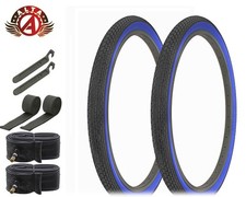 ALTA BICYCLE CRUISER S-2 TIRES 26 x 2.125 BLACK/BLUE CLASSIC MINI BRICK 8pc SET.