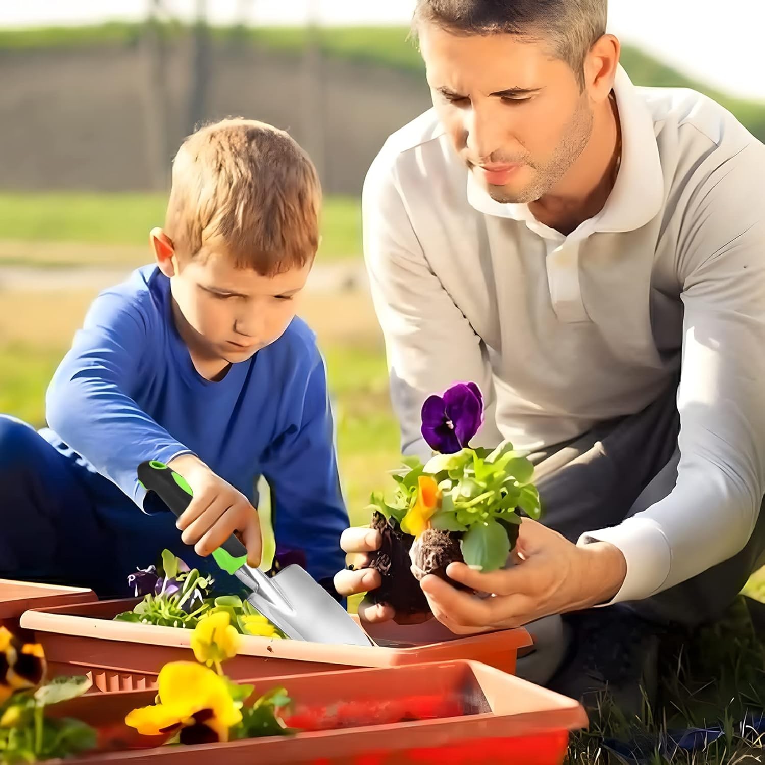 Garden Shovel Hand Trowel Mini Tools Cast-Aluminum Heavy Green 