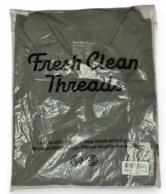 Fresh Clean Threads Mens 3XL Gray Short Sleeve Button Up Stretch Shirt New