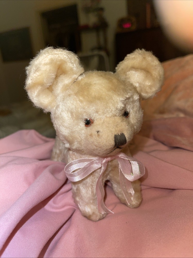 Antique mohair plush, antique dog, antique plush dog, antique toys, vintage 60s.