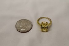 BELLISSIMO ANELLO PLACCATO ORO SU ARGENTO STERLING GRANDE CITRINO MISURA 7,25 - 4,4 GRAMMI