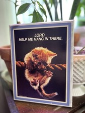 Vintage Motivational Cat Kitten Sign Lord Hel...