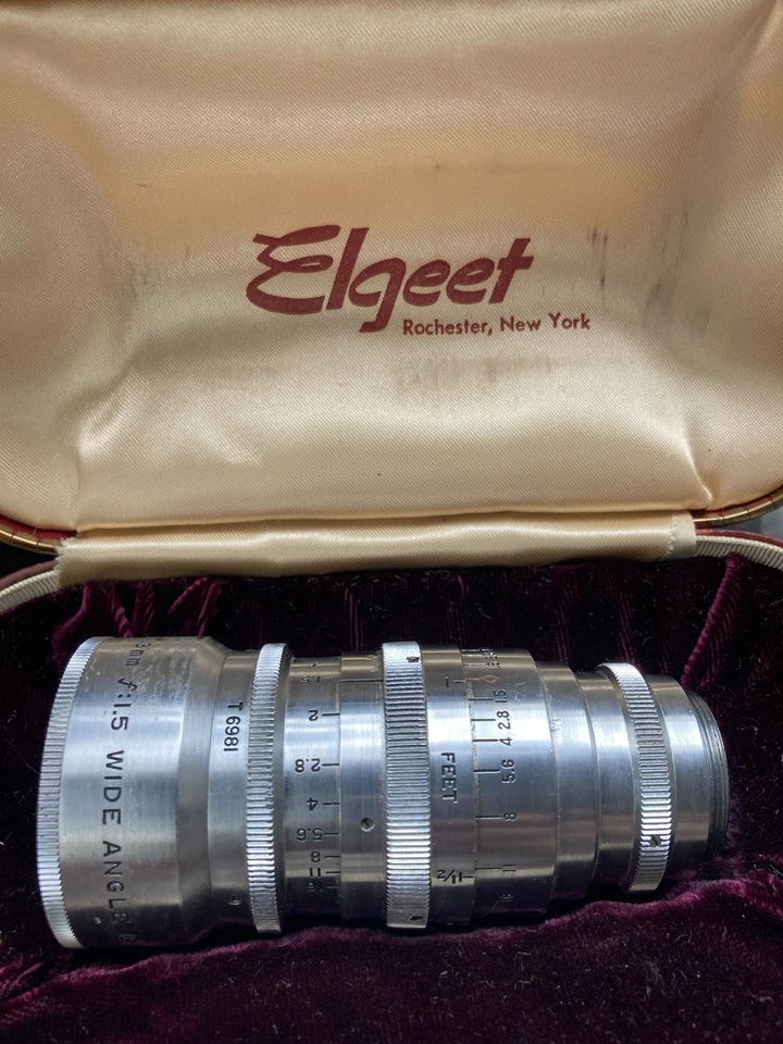 Elgeet Wide Angle 13mm f1.5 C MOUNT CINE LENS Bolex Filmo 16mm Camera w/ Case - Image 2 of 4