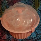 24 Cupcake Cake Container Carrier Pink Plastic Round Clear Dome Lid Handle — photo 2