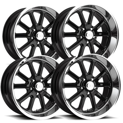 (Set of 4) Staggered US Mags U121 Rambler 17'' 5x4.75'' Gloss Black Wheels Rims