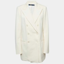 NWT Polo Ralph Lauren Cream Wool Double Breasted Women's Blazer 698 - Size 8