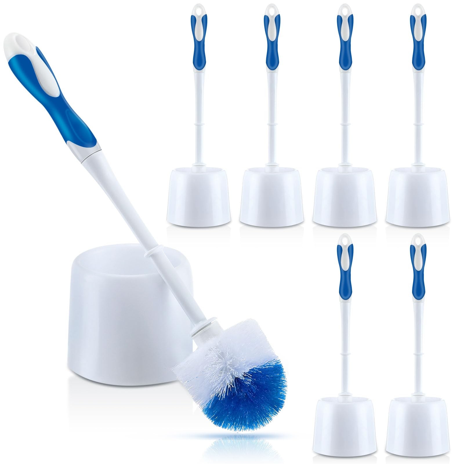 6-Pack 14.96-Inch Toilet Brush Set with Holder and Caddy