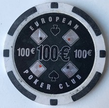 EUROPEAN POKER CLUB 8 Jetons 100€ schwarz weiß 4cmx3,3mm | 8 game chips 100€
