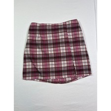 Art Class Girls Pink Plaid Skirt Elastic Waist L 10/12