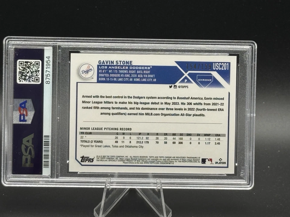 2023 Topps Chrome UPD Gavin Stone #USC201 Aqua PSA 10 Gem Mt - Image 2 of 2