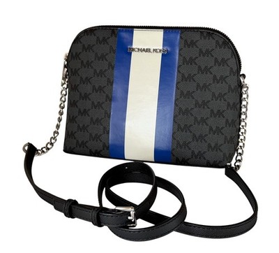 Michael Kors Jet Set Cindy Dome Center Stripe Shoulder Crossbody Bag Black Multi