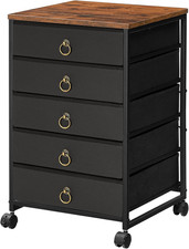 HOOBRO 5-Drawer Chest, Office File Cabinet with Drawers, Rolling Printer Stand,