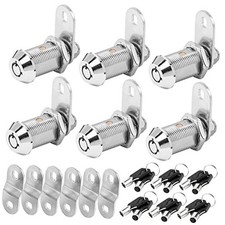 Cam Lock RV Storage Locks Keyed Alike, 1-1/8" Fits on 7/8" Max 1-1/8 Inch 6Pack