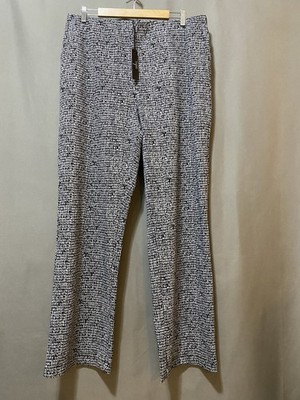 NWT TAHARI Women Elastic Waist Hi-Rise Jacquard Knit Pants SZ XL Black/White Geo