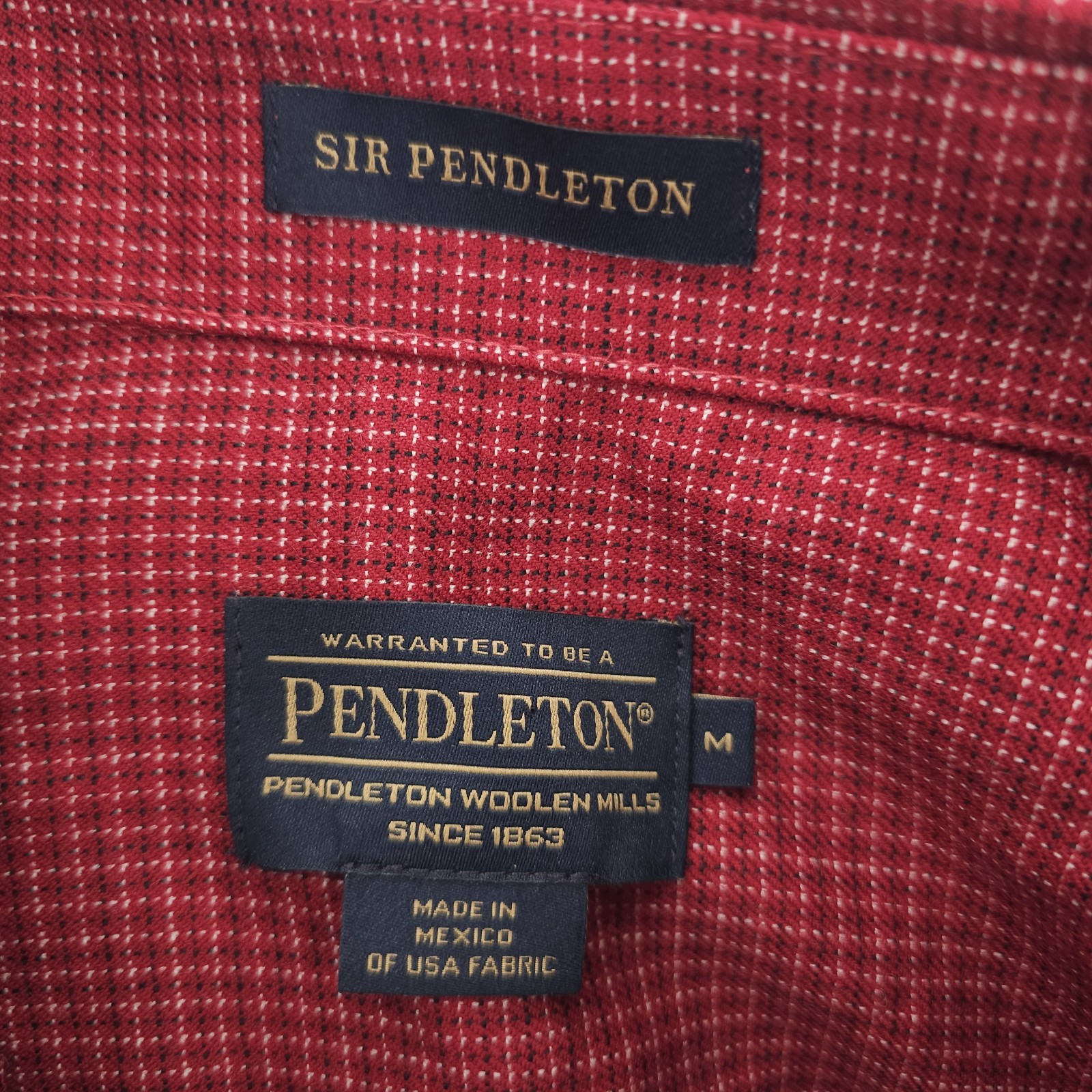 PENDLETON Sir Pendleton Red Check 100% Wool Long … - image 7