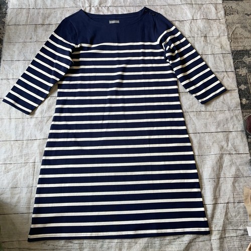 LL BEAN LP Large Petite Blue Striped Cotton Dress E1 - Picture 3 of 7
