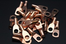 8 Gauge Copper 1/4 Ring 25 PK Crimp Battery Lug Terminal Connector AWG GA CAR...