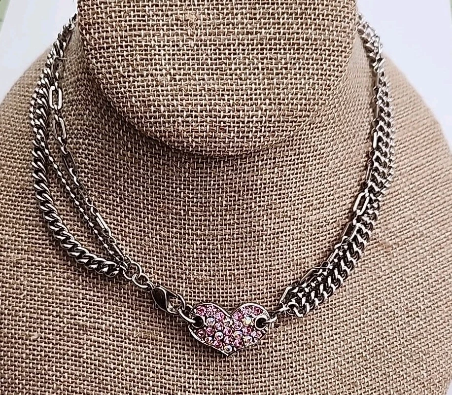 GUESS 3 цепи ошейник w многоцветный со стразами Pave сердце - Изображение 4 из 4