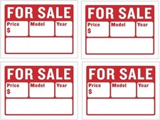 Car For Sale Sign for and Vehicles Auto Sales Size 9" medium, white - red